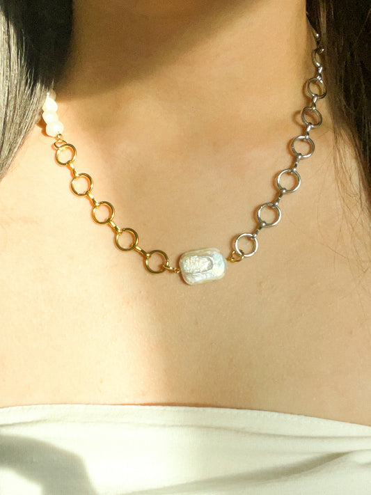 Pearls in Gold and Silver Necklace