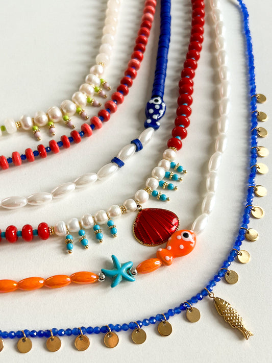 Gone Fishing Orange Necklace