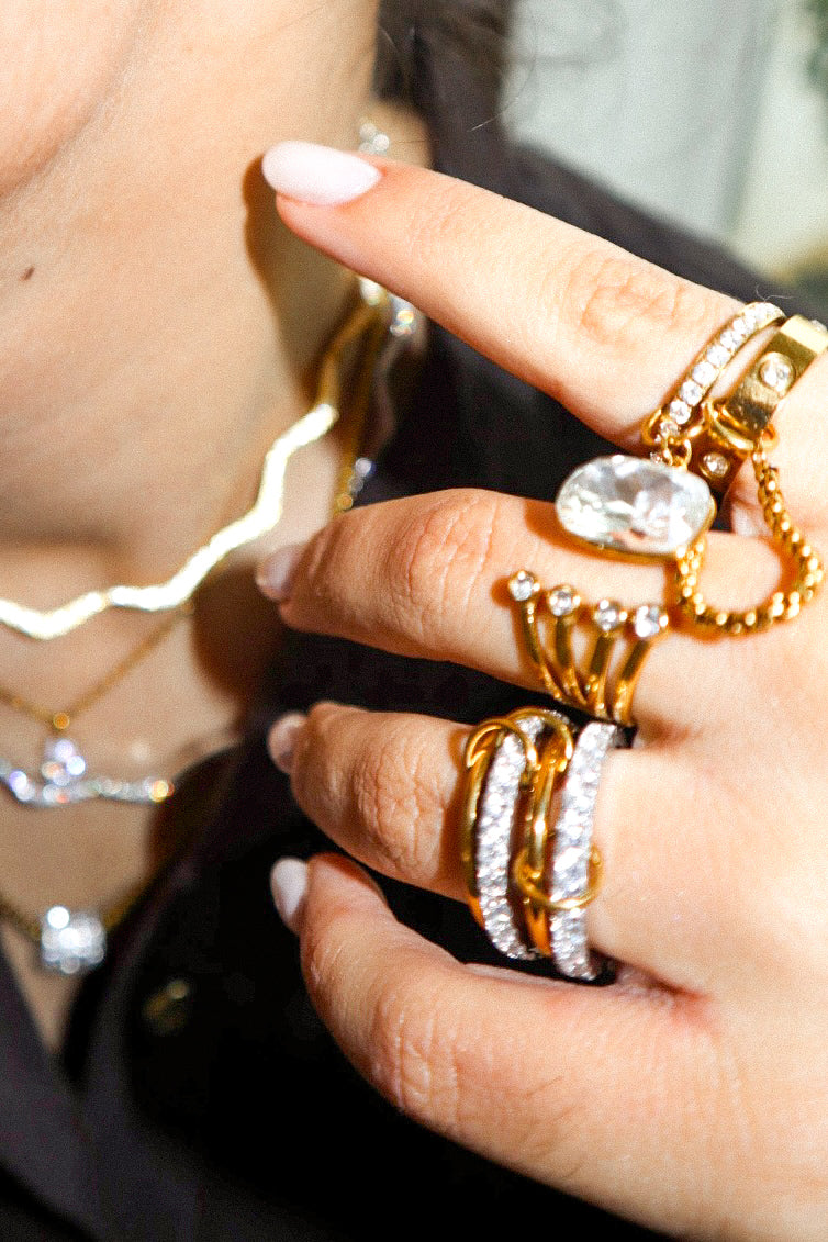 Gold Zircon Open Ring