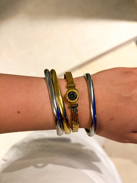 Gold and Silver Sleek Bangle