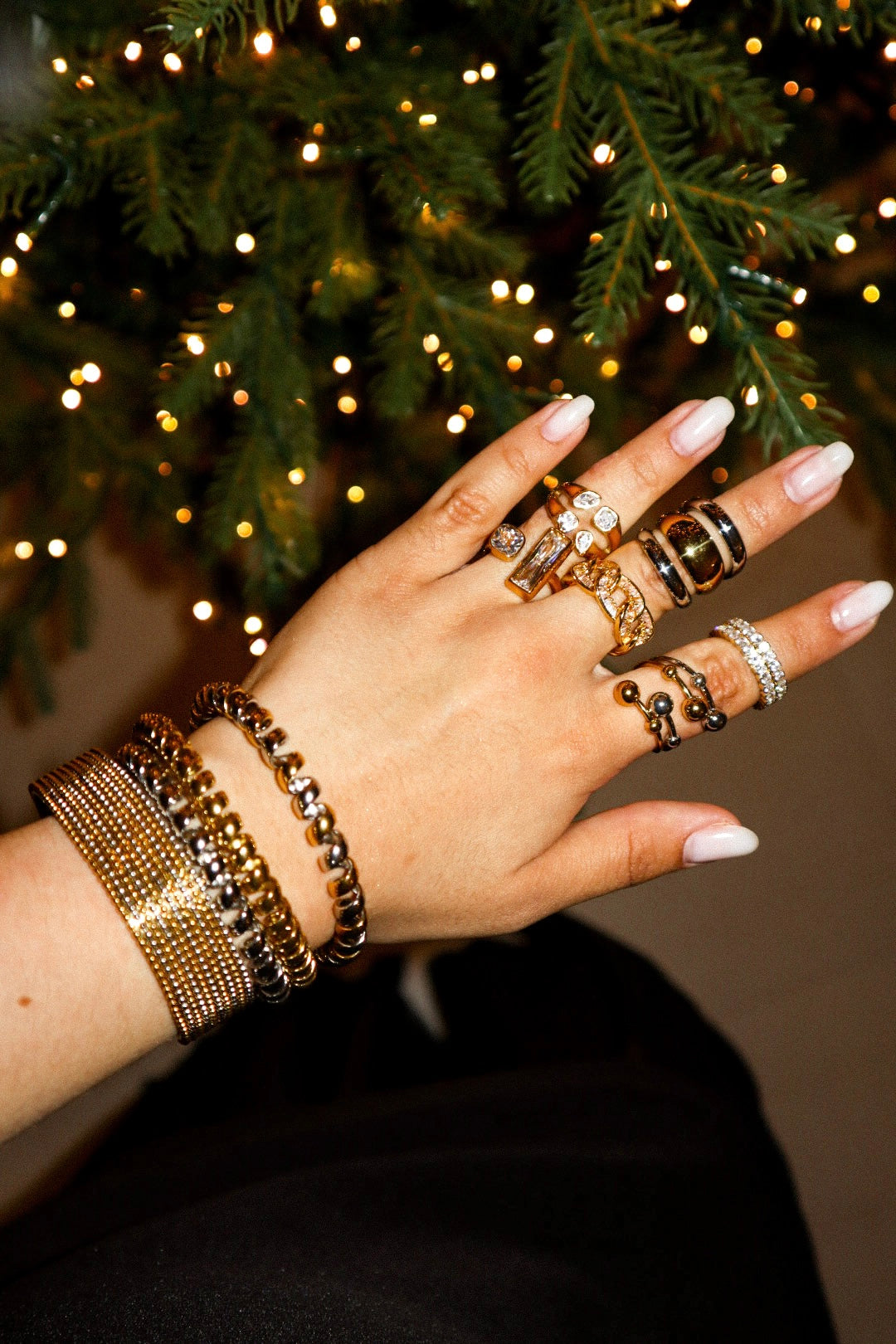 Three-Layer Bold Gold and Silver Ring