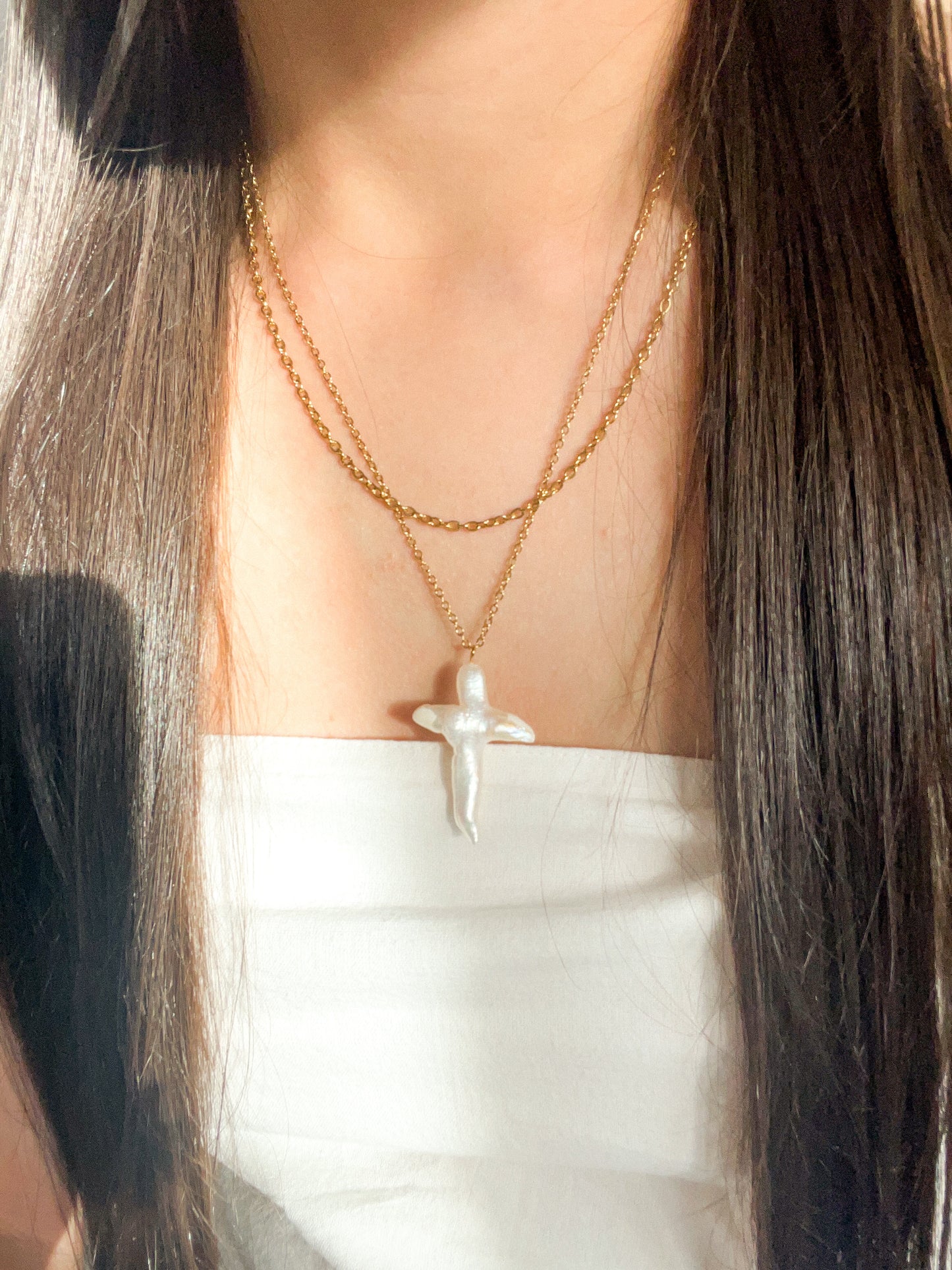 Pearl Cross Necklace