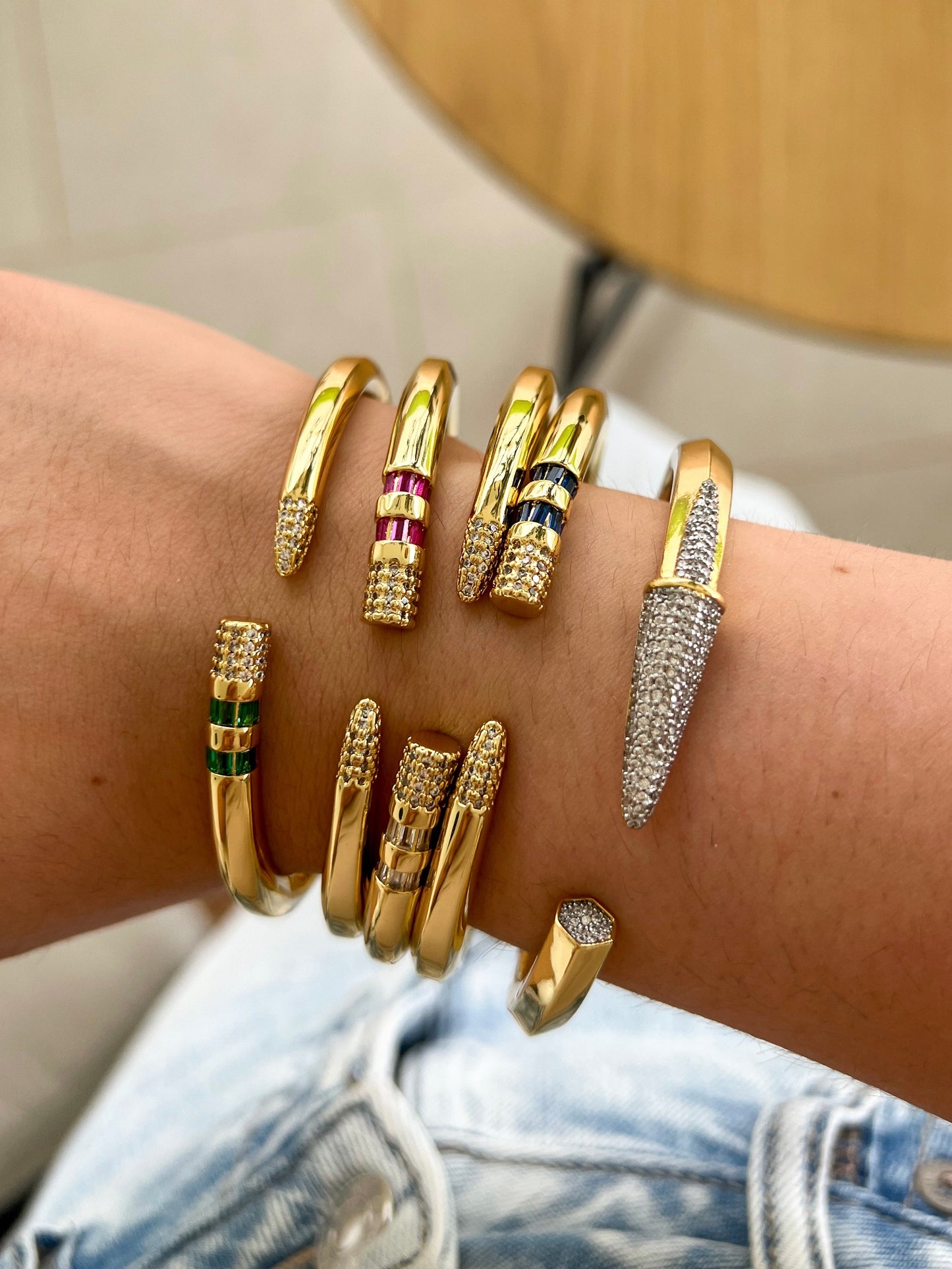 Gold and Silver Pavé Pen Cuff Bracelet