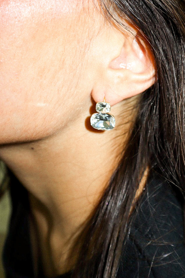 Gold Double Zircon Earrings