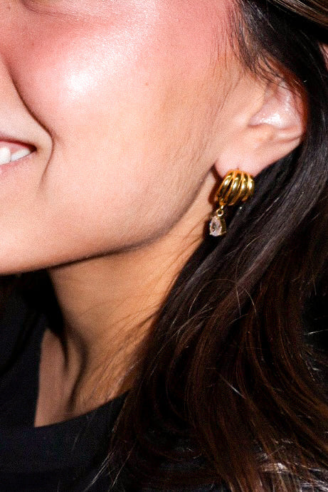 Gold Zircon Drop Earrings