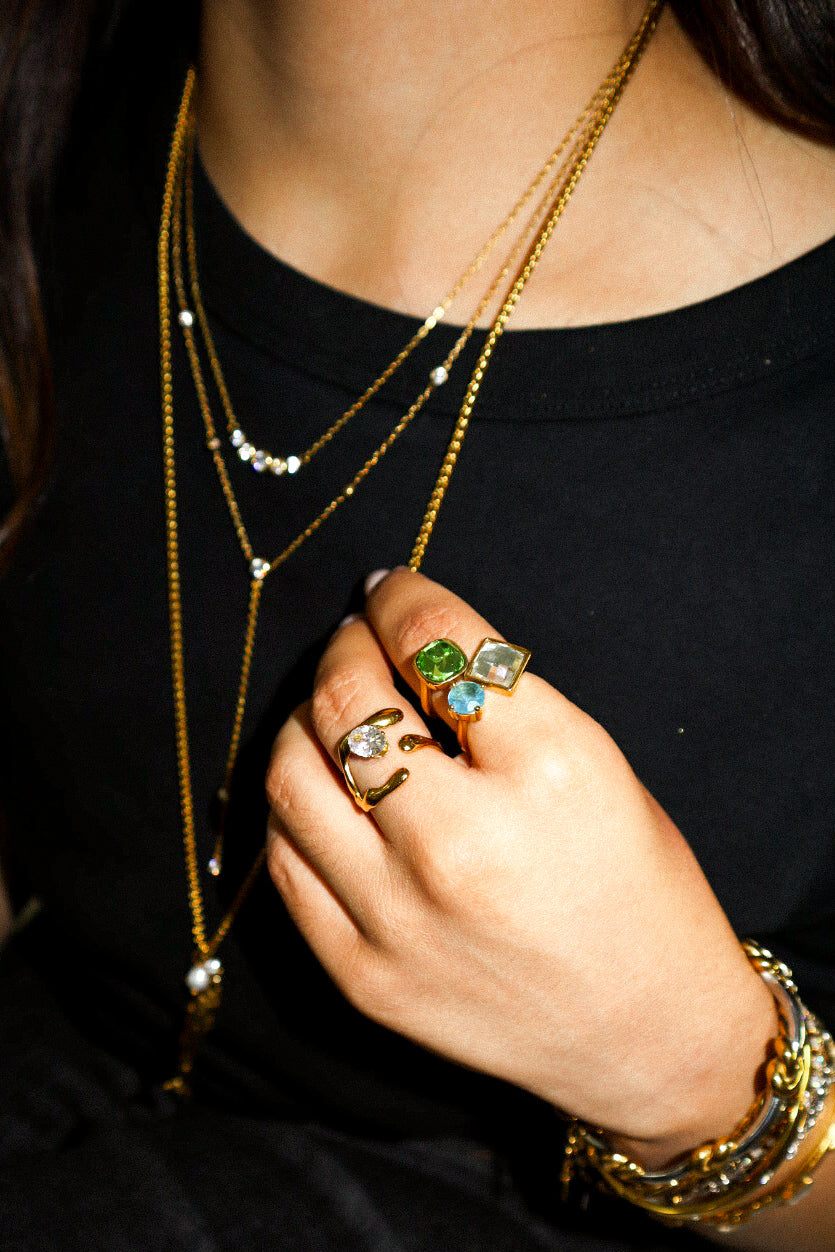 Gold Layered Y-Shaped Zircon Necklace