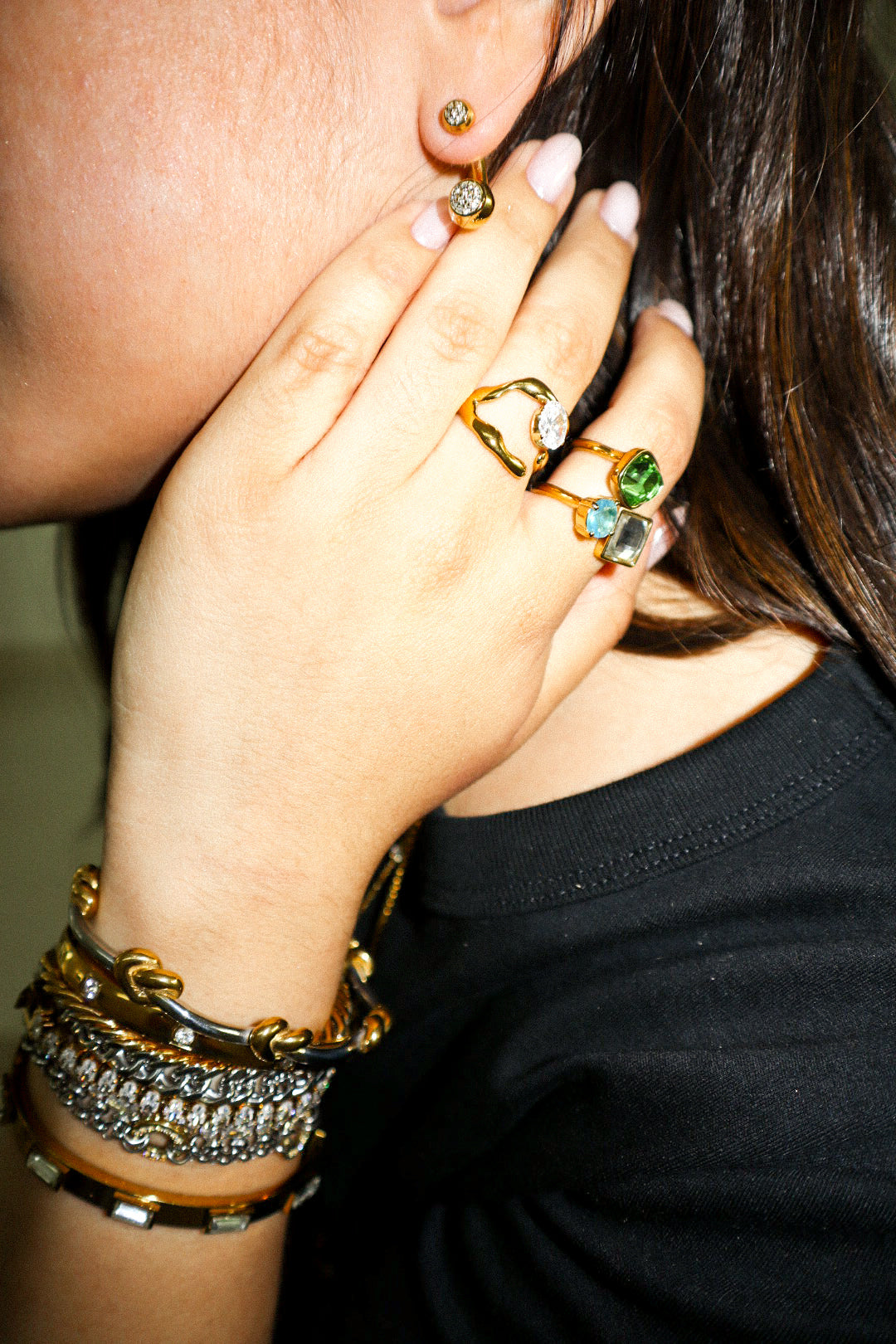 Gold Pavé Front-Back Earrings