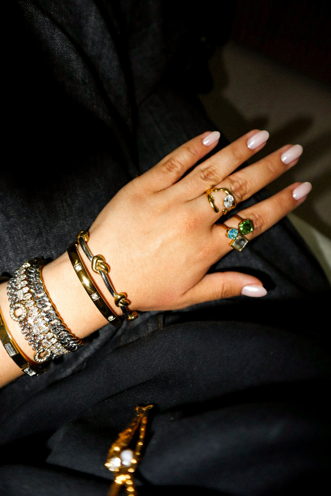 Gold Geometric Zircon Open Ring