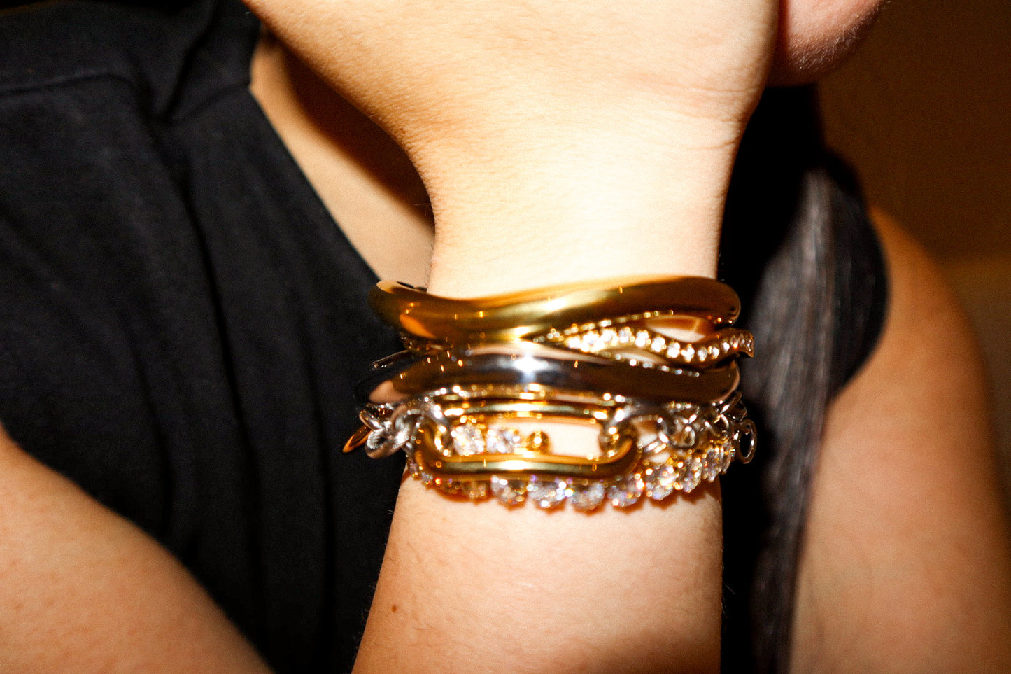 Gold Zircon Bangle