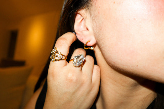 Gold Zircon Wave Earrings