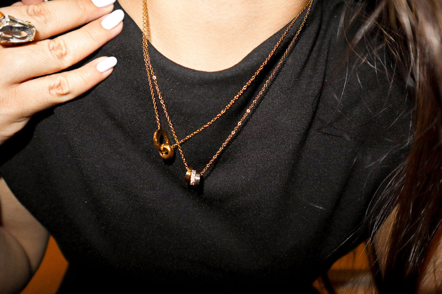 Zircon Trio Ring Necklace