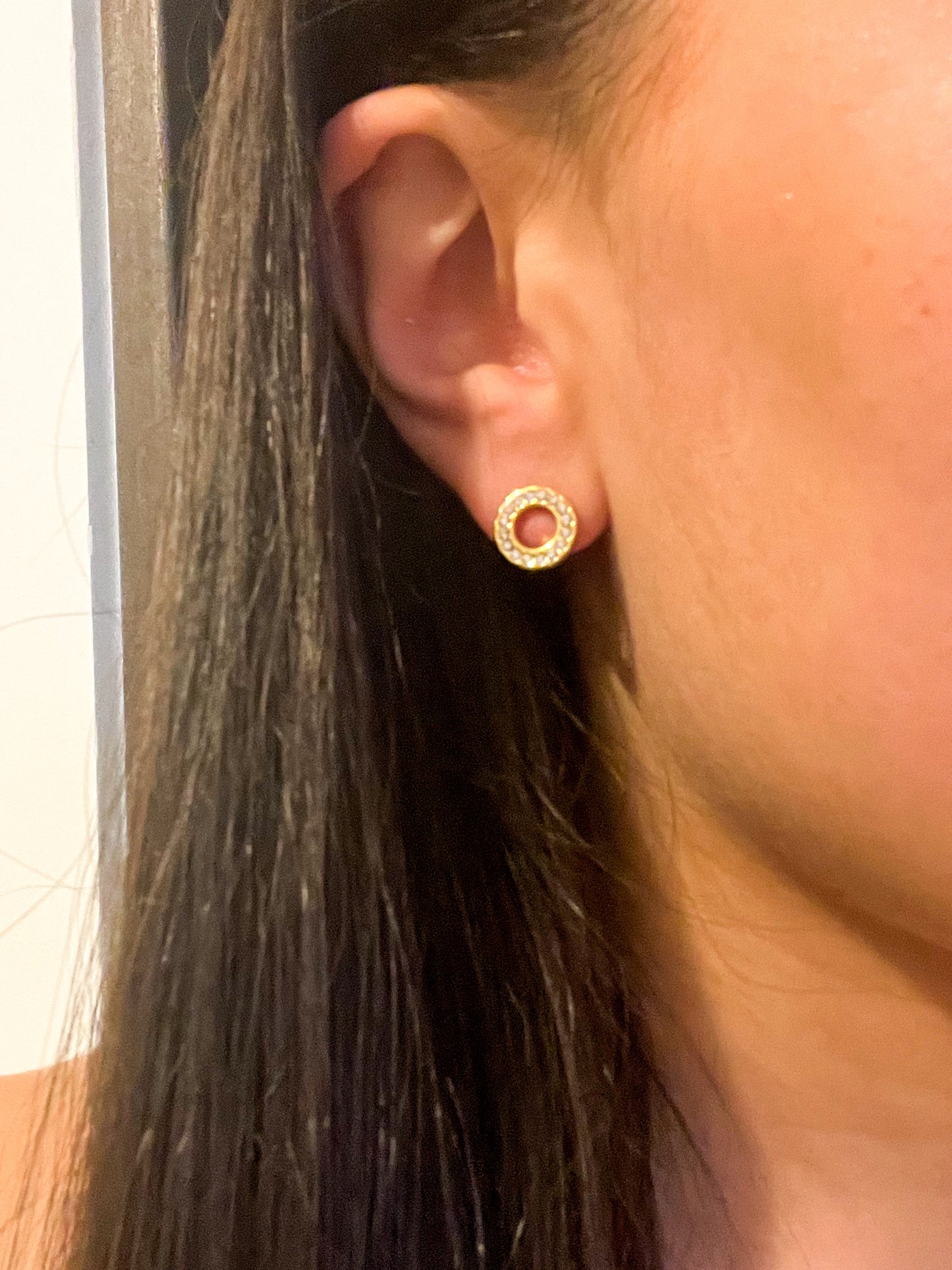 Gold Pavé Circle Earrings