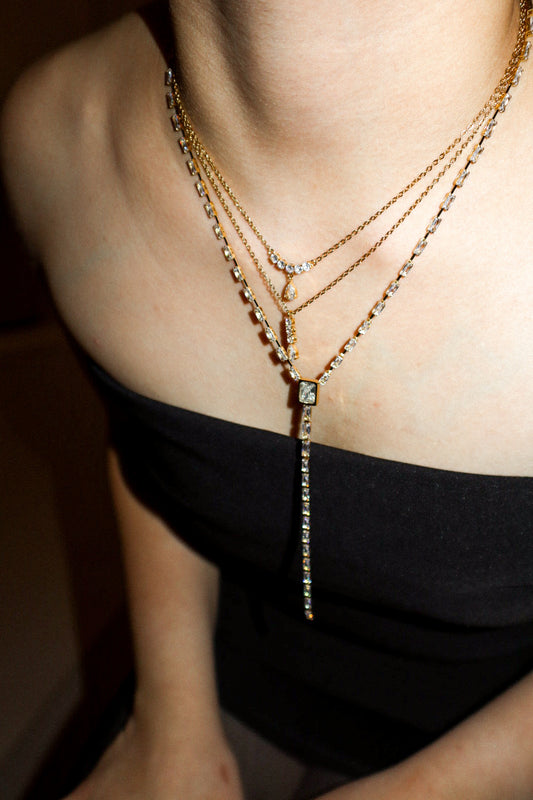 Gold Horizontal Zircon Necklace