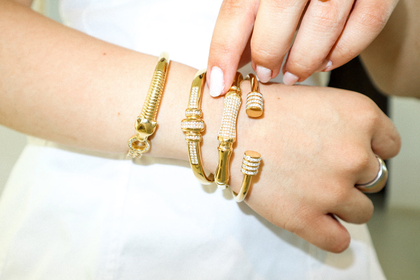 Gold Leopard Zircon Pavé Bangle