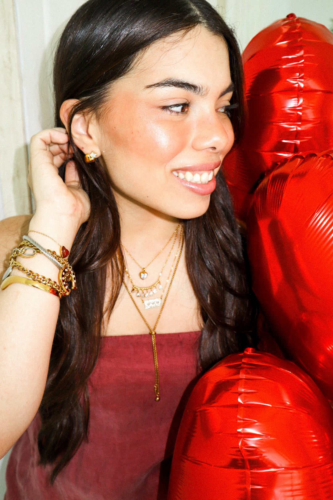 Gold Zircon Heart Necklace