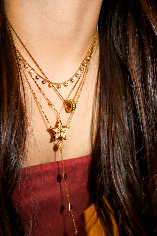 Dainty Gold Zircon Charm Necklace