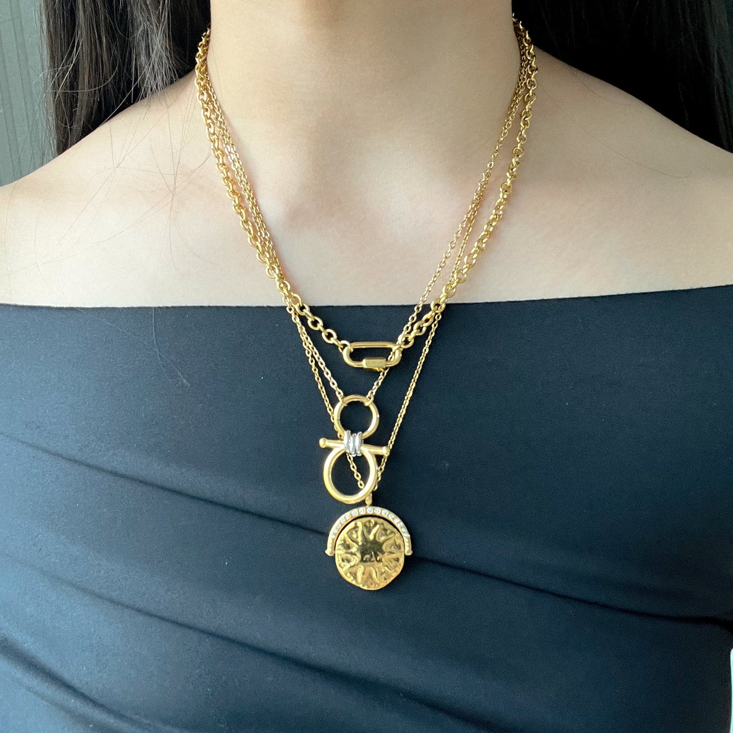 Gold and Silver Equestrian Link Necklace