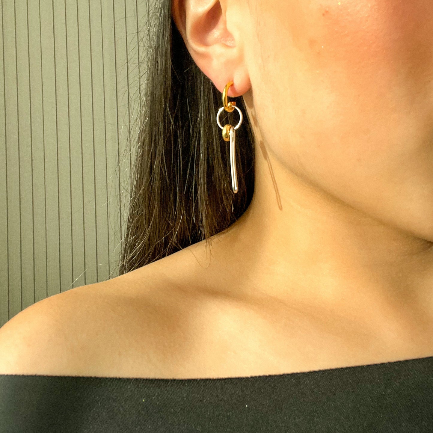 Gold and Silver Asymmetrical Earrings