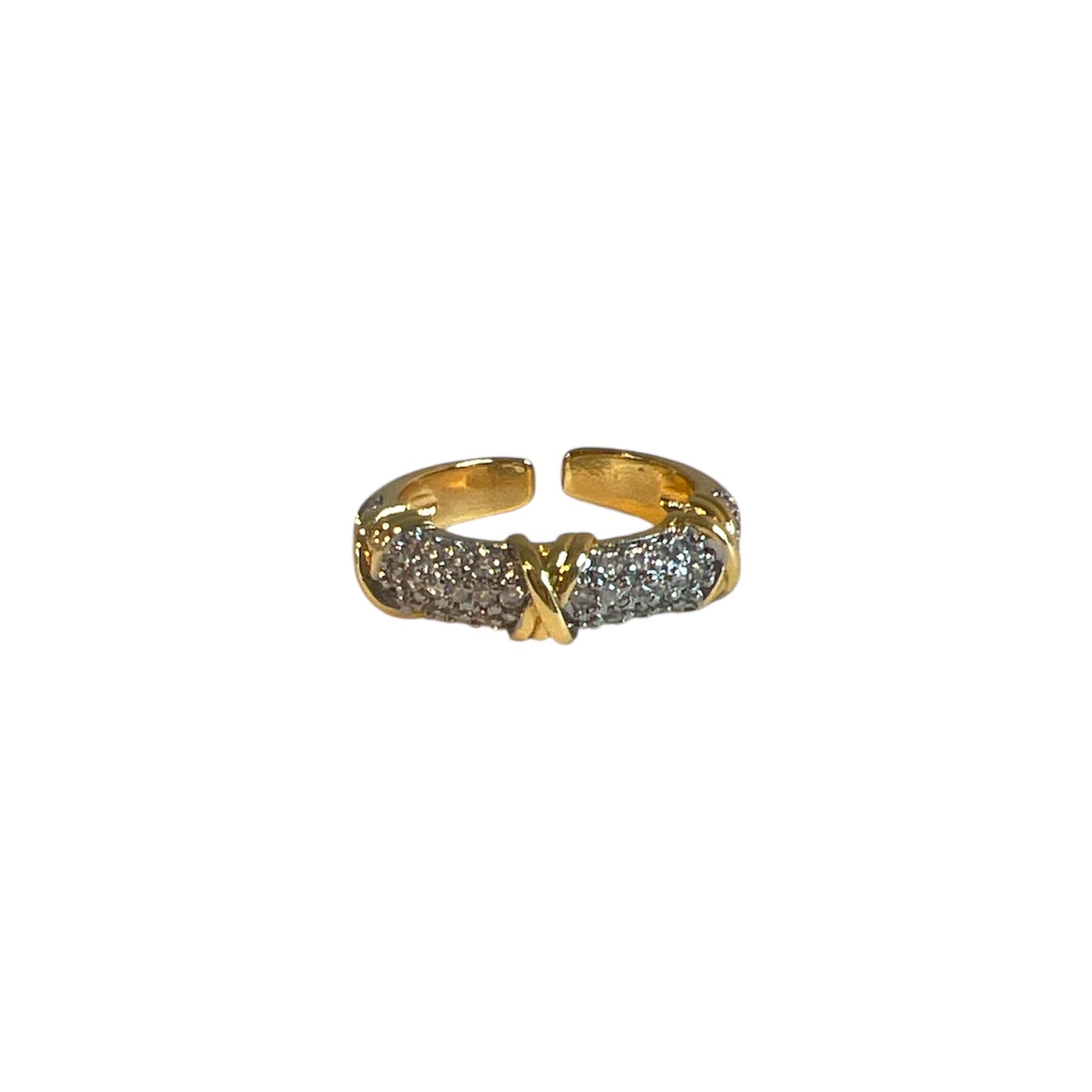 Gold and Silver X Pavé Ring