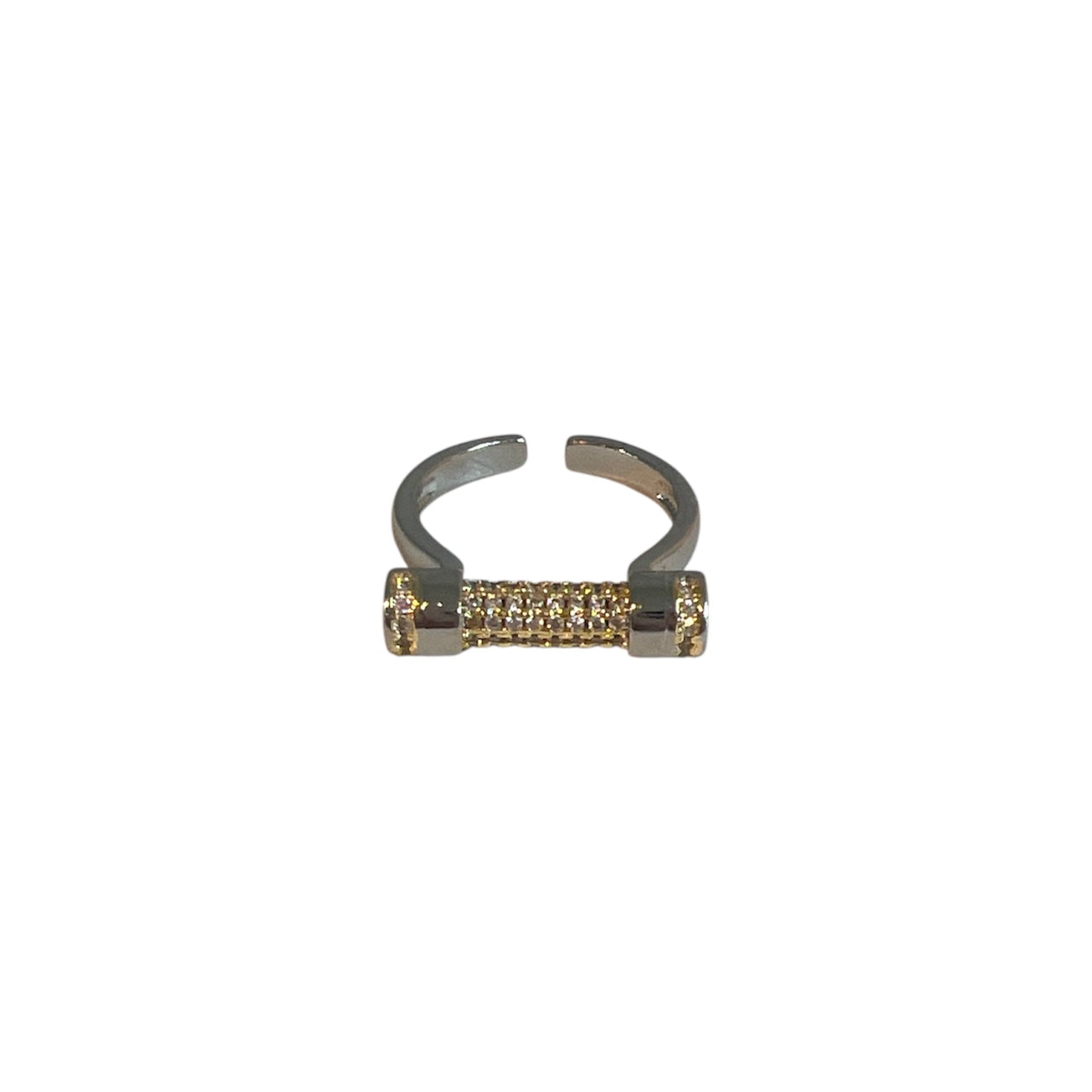 Silver and Gold Bar Pavé Ring