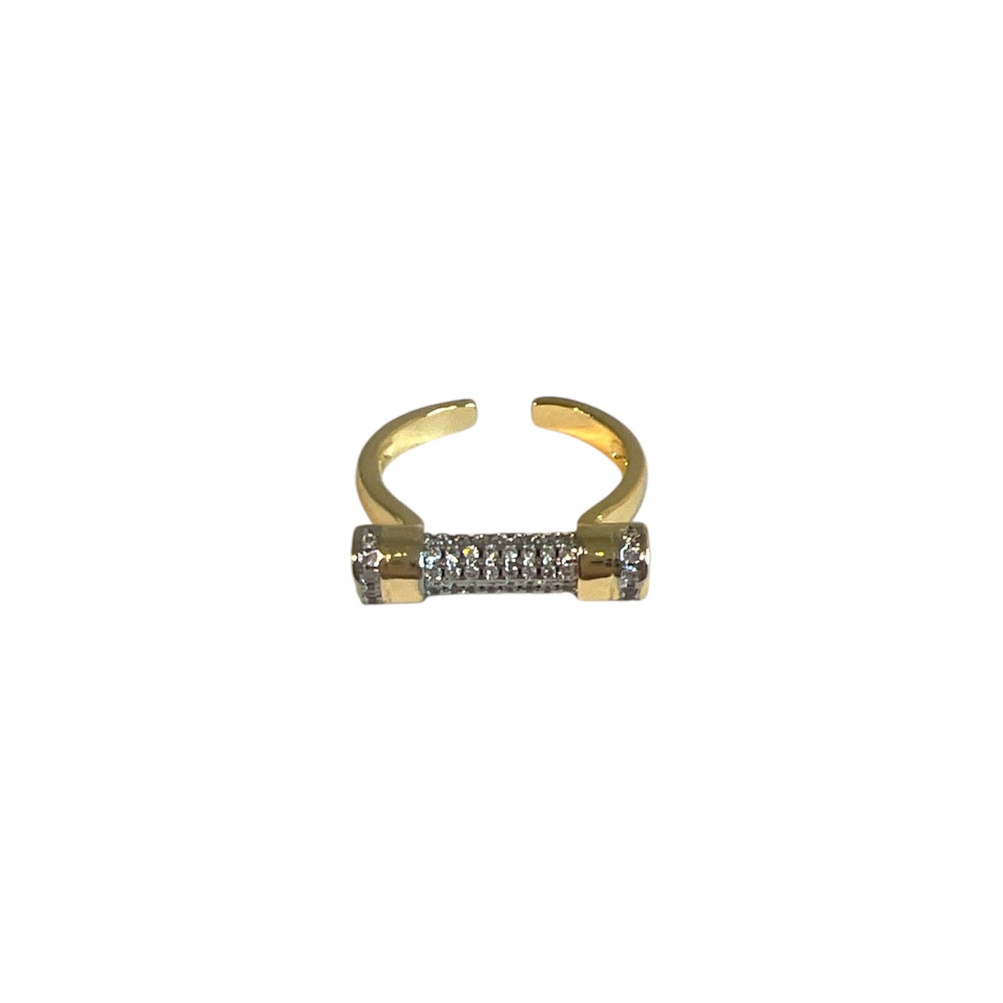 Gold and Silver Bar Pavé Ring