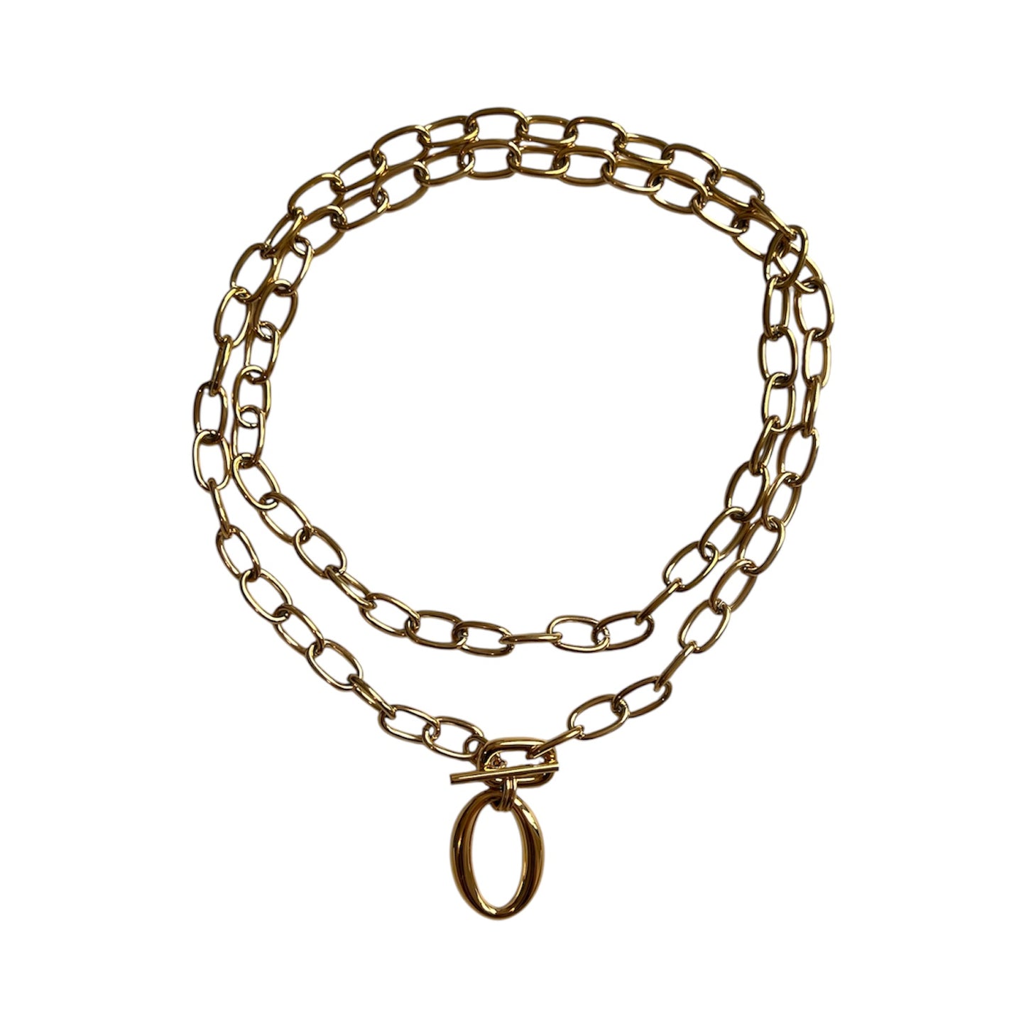 Gold Oval Charm Necklace