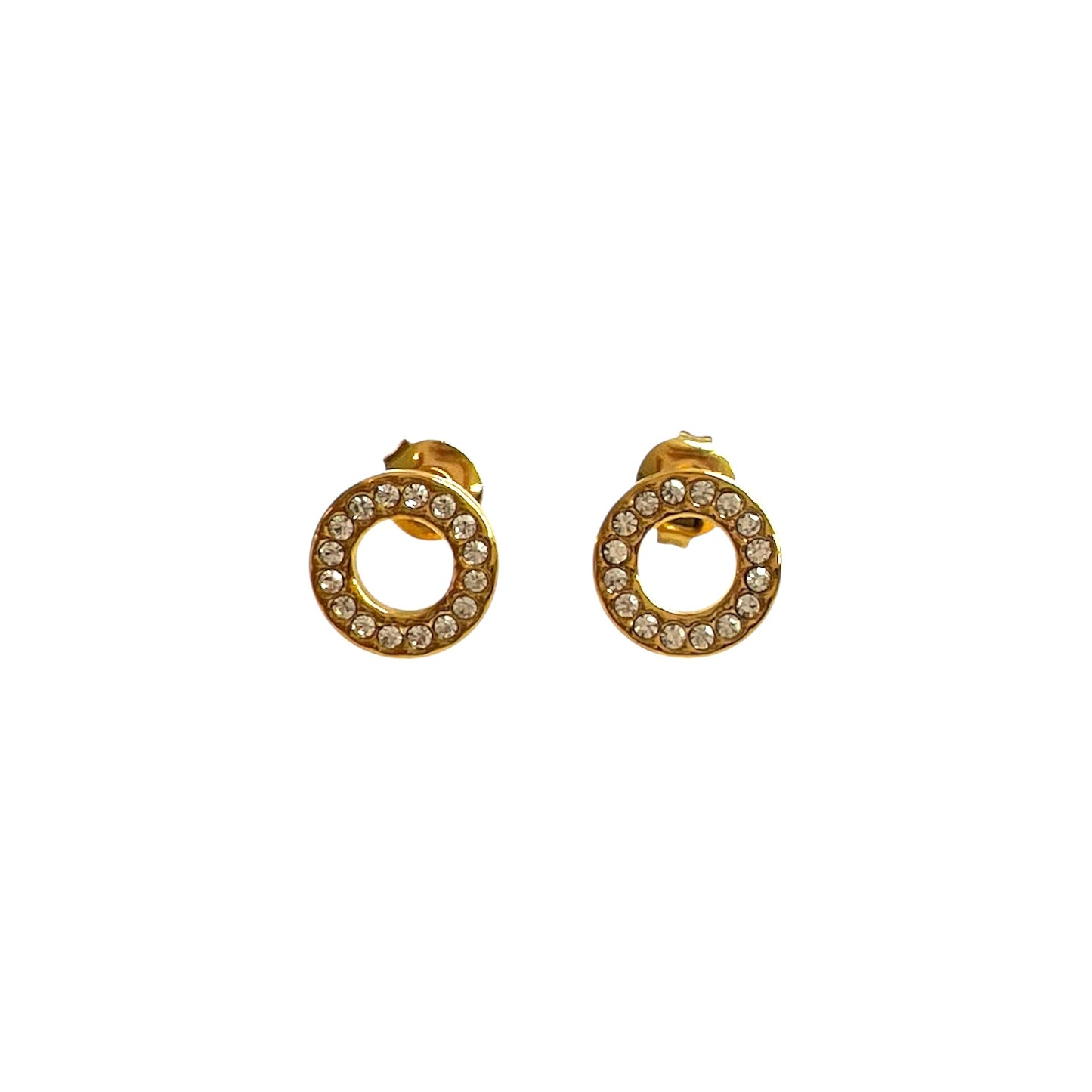 Gold Pavé Circle Earrings