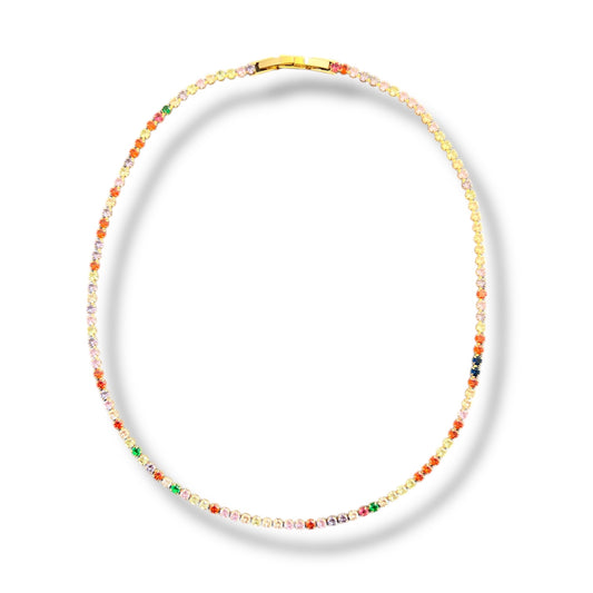 Colorful Zircon Tennis Necklace