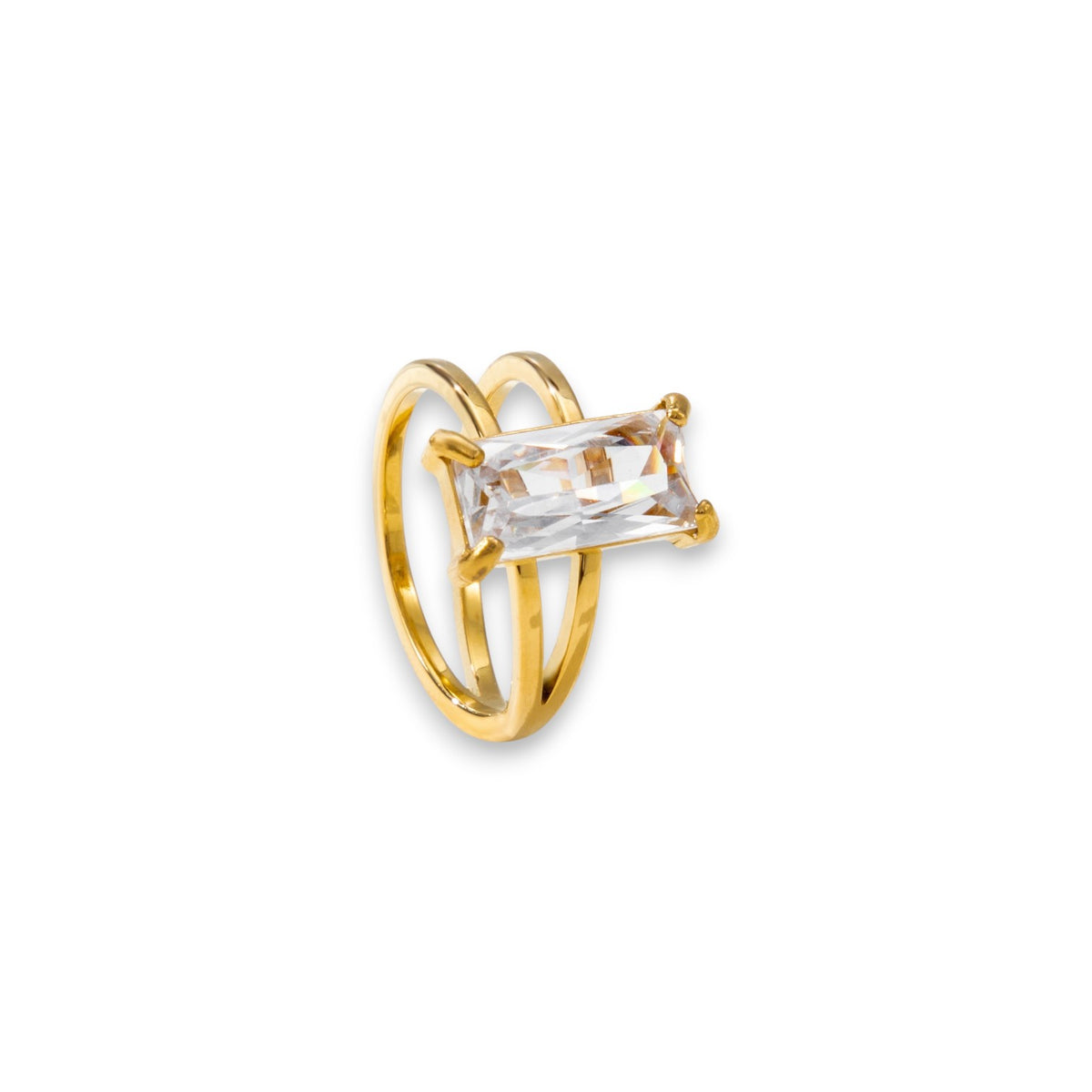 Gold Emerald Zircon Ring