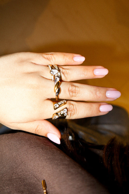 Gold and Silver Twisted Screw Ring