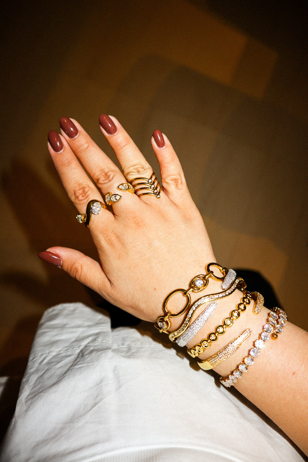 Gold Double Zircon Twist Ring