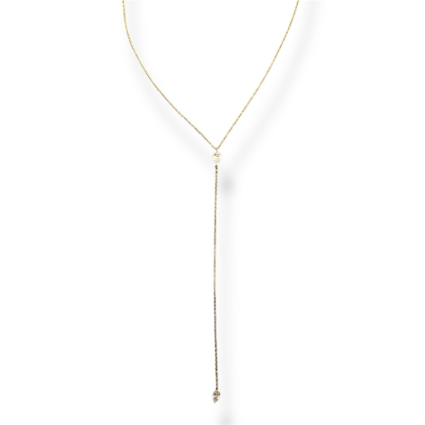 Gold Y- Shaped Drop Zircon Necklace
