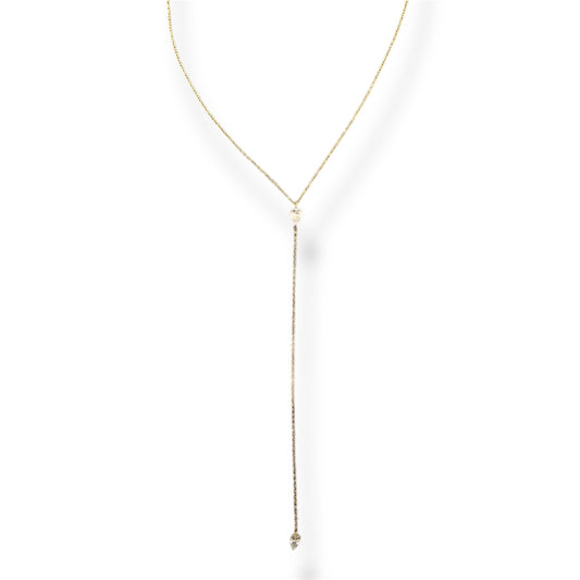 Gold Y- Shaped Drop Zircon Necklace