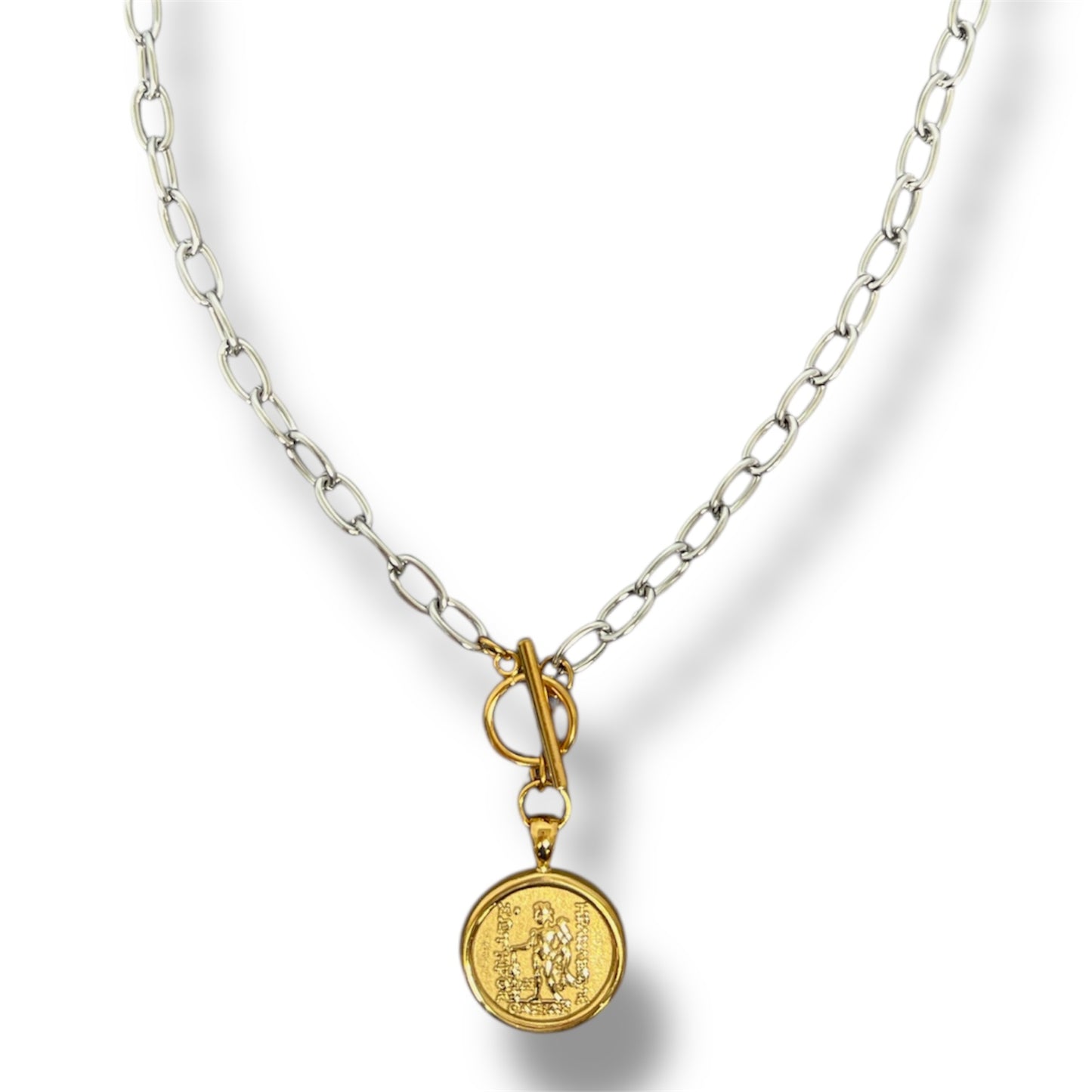 Gold and Silver Double Sided Coin Necklace