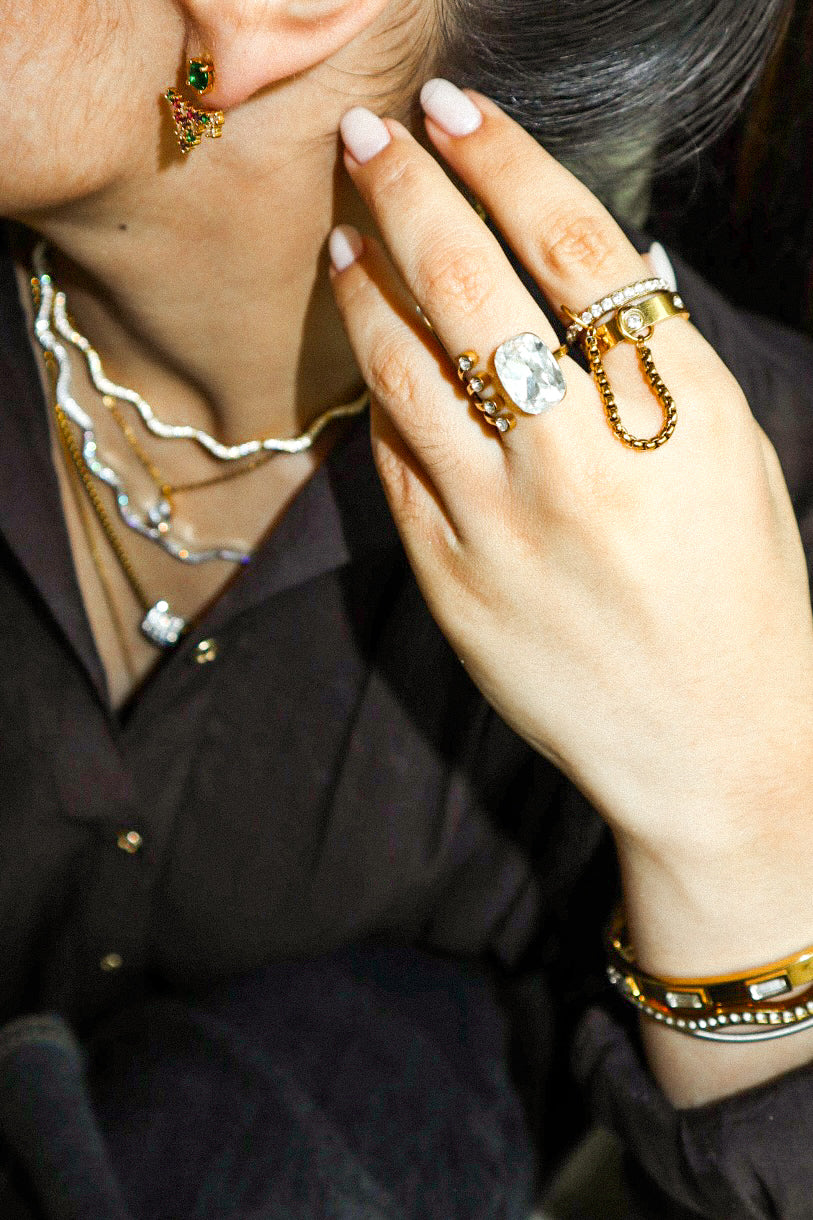 Gold Zircon Open Ring