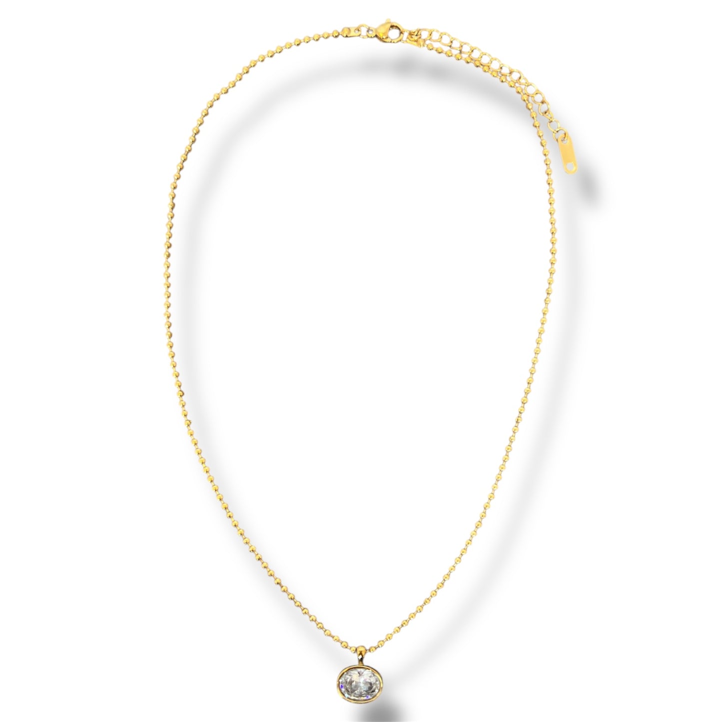 Gold Oval Zircon Necklace