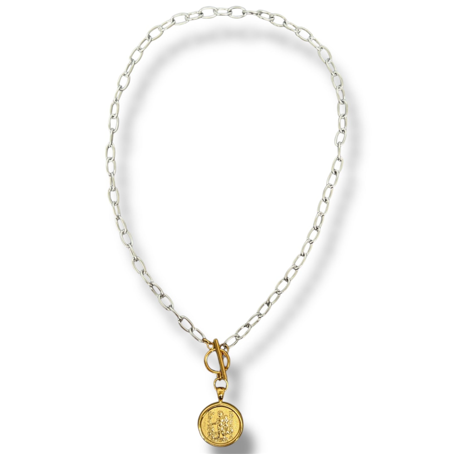 Gold and Silver Double Sided Coin Necklace