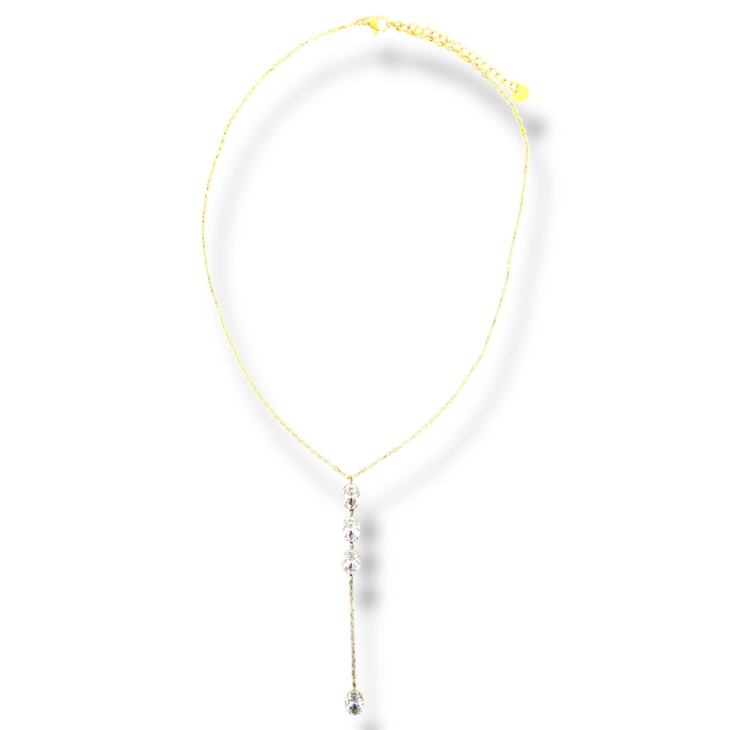 Gold Y-Shaped Zircon Drop Necklace