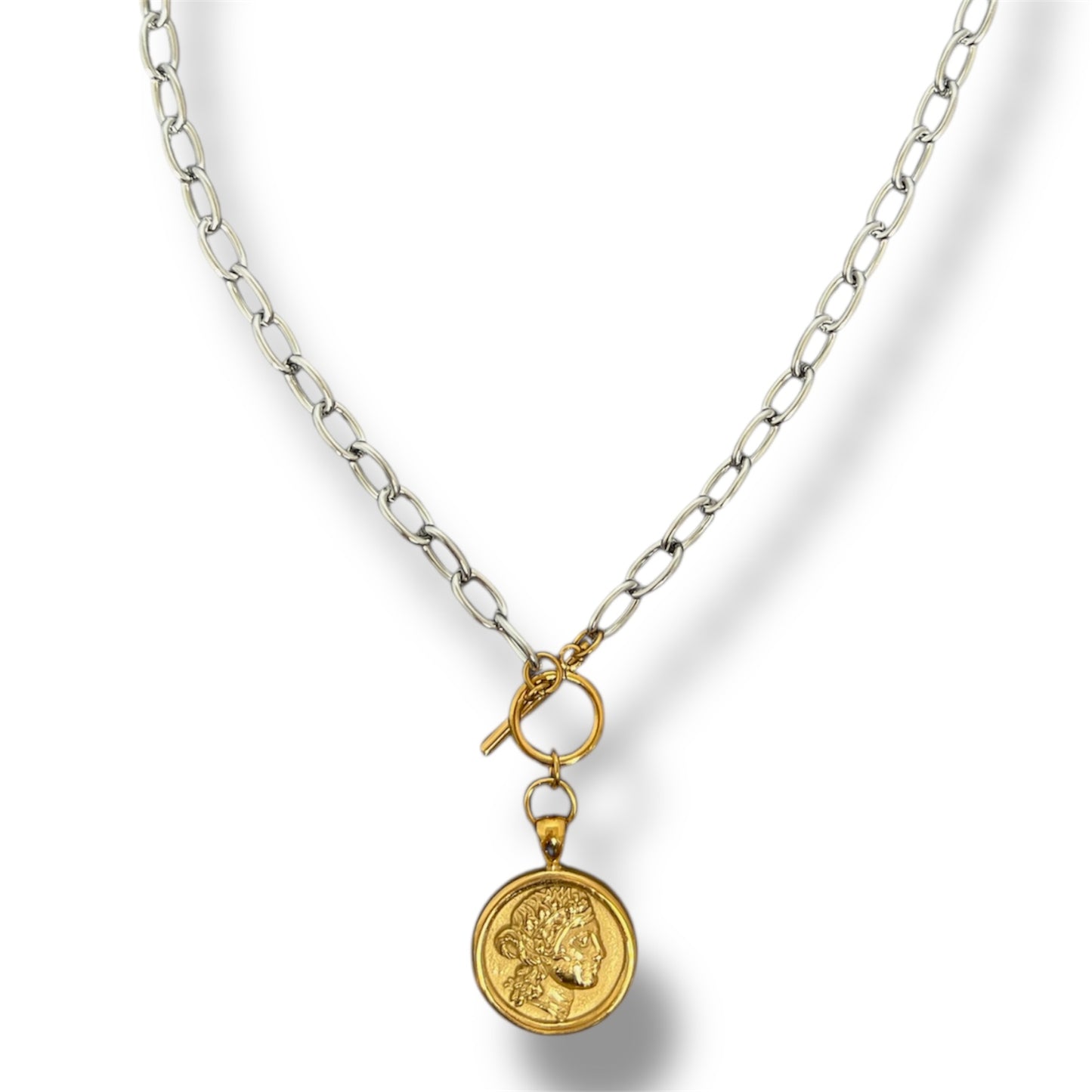 Gold and Silver Double Sided Coin Necklace