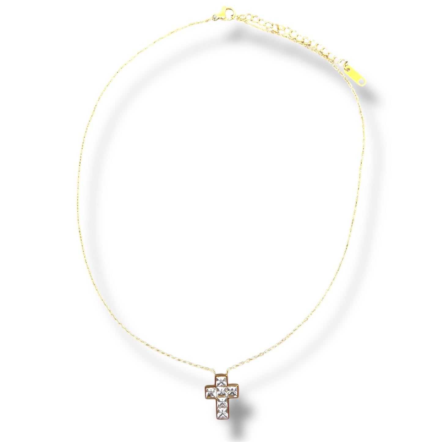 Gold Zircon Cross Necklace