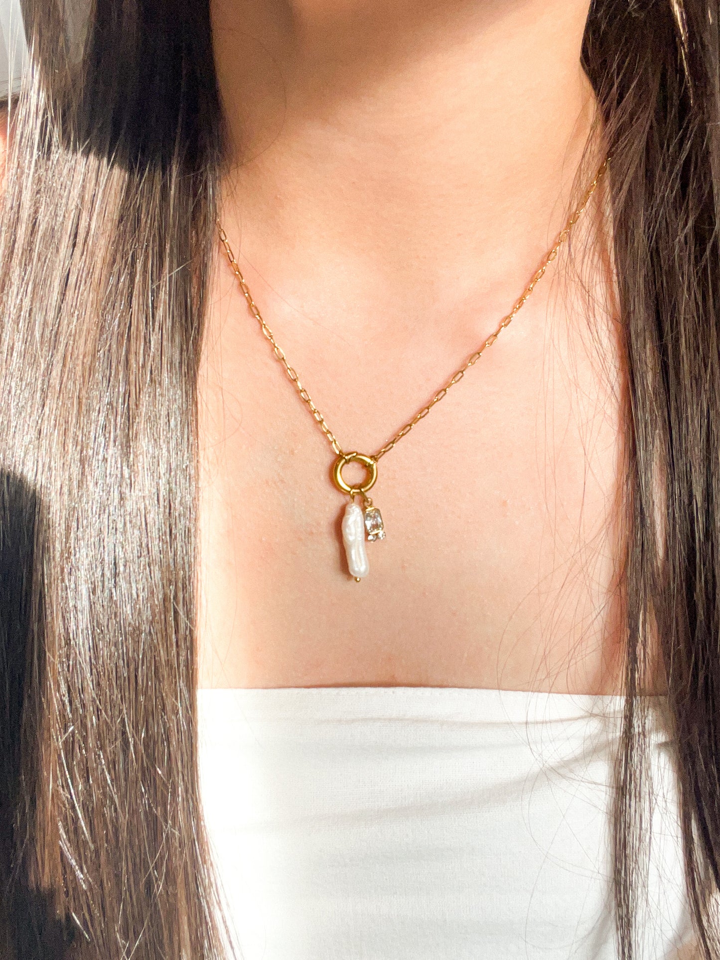 Peal and Zircon Necklace