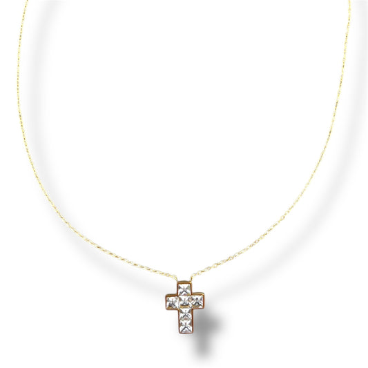 Gold Zircon Cross Necklace
