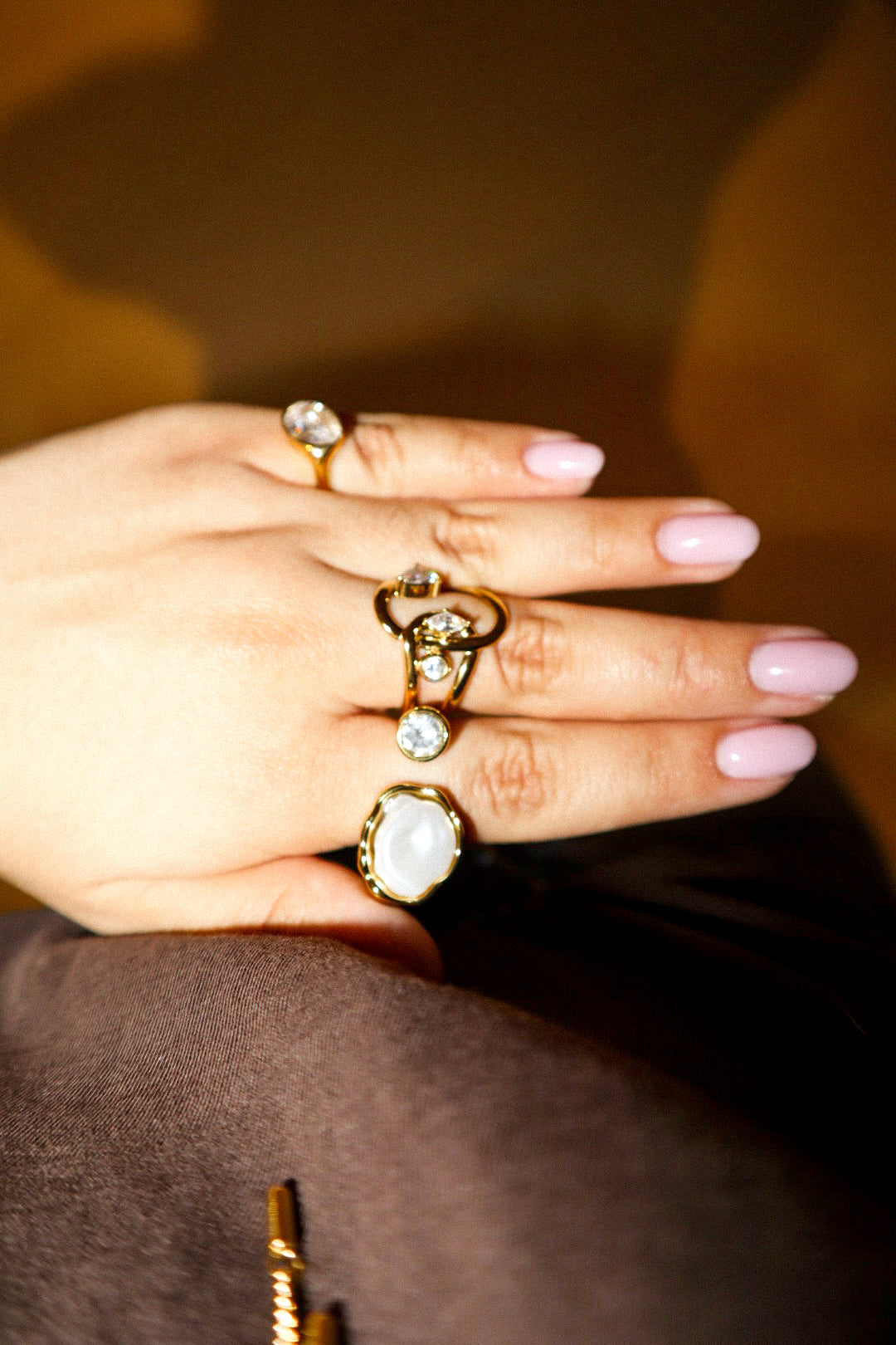 Gold Zircon Pinky Ring