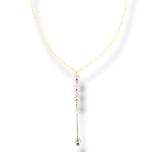 Gold Y-Shaped Zircon Drop Necklace