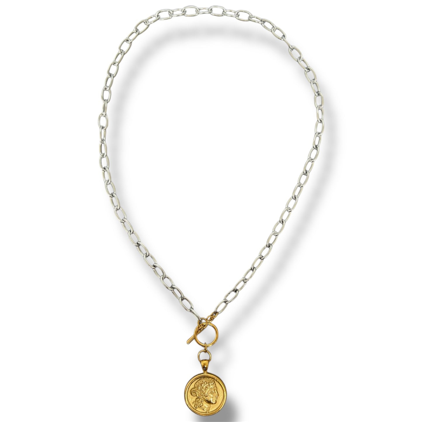 Gold and Silver Double Sided Coin Necklace