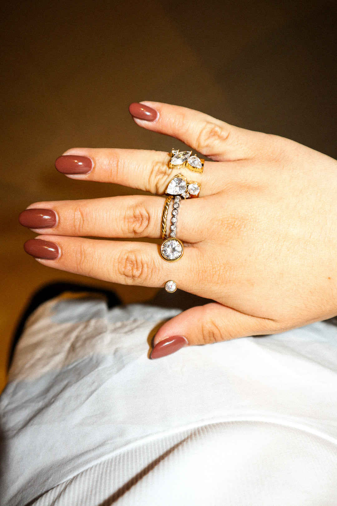 Gold Pear & Marquise Zircon Statement Ring