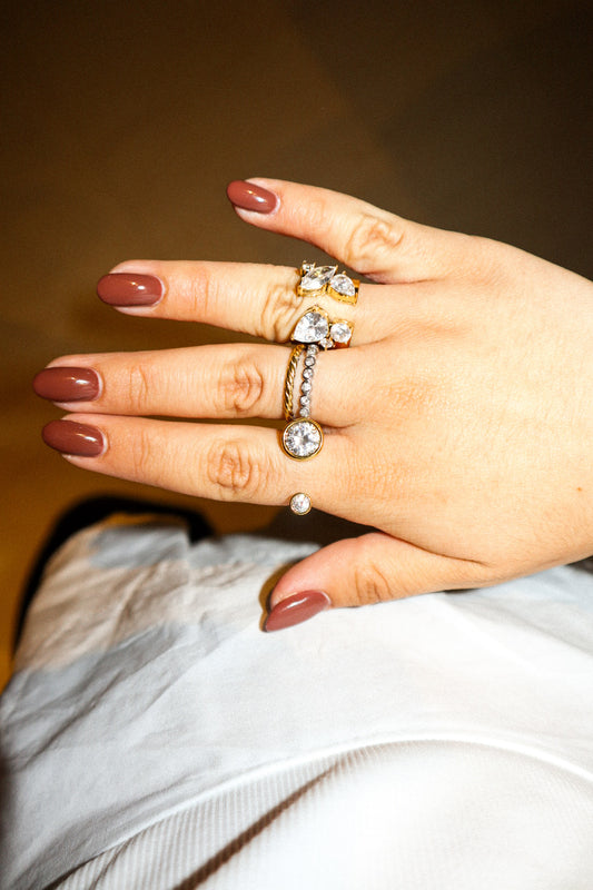 Gold Pear & Marquise Zircon Statement Ring