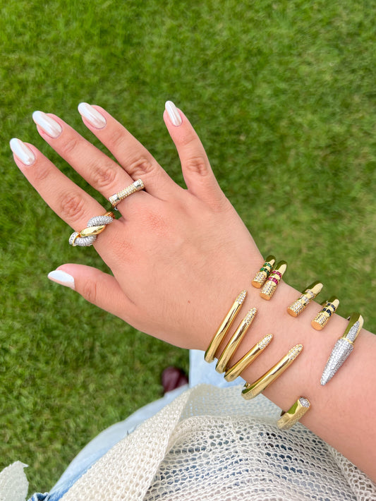 Silver and Gold Bar Pavé Ring