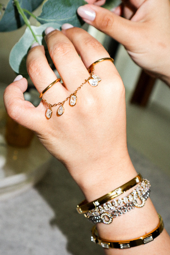 Gold Rectangle Zircon Bangle