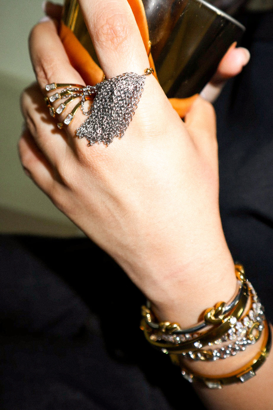 Gold and Silver Waterfall Ring